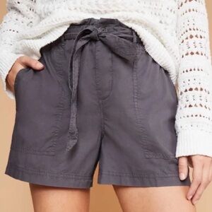 Women’s Lou & Grey Dark Gray Linen Tie Waist Paperbag Shorts Size Small